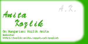 anita kozlik business card